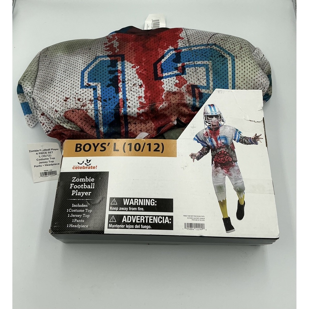 Zombie Football Player Costume Cosplay Kids Large 10/12 Way To Celebrate
